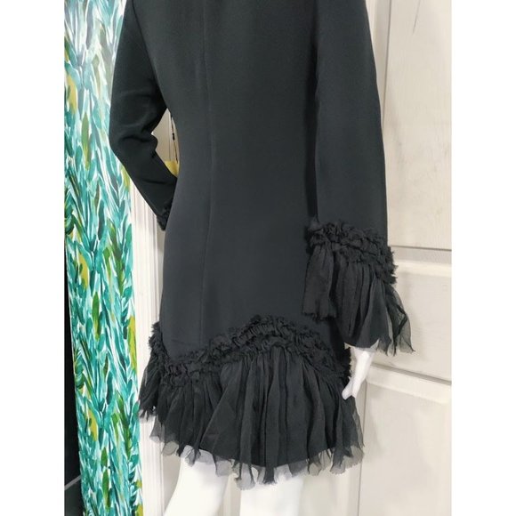 NWT Alexis Bell Sleeve Ruffle Trim A-Line Mini Dress Black Women's Size XS - Picture 9 of 16